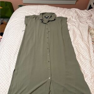 DKNY Khaki Button-Up shirt Dress
